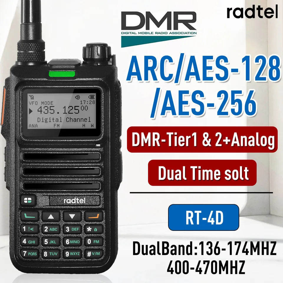 Radtel RT-4D DMR Radio Digital Walkie Talkie Dual Mode Analógový obojsmerný rádio Dual Time Slot Rádio Rádio 1024 kanálov