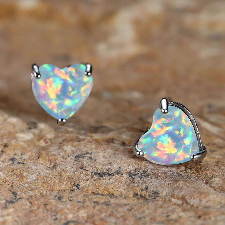Rainbow Blue White Fire Opal Náušnice pre ženy