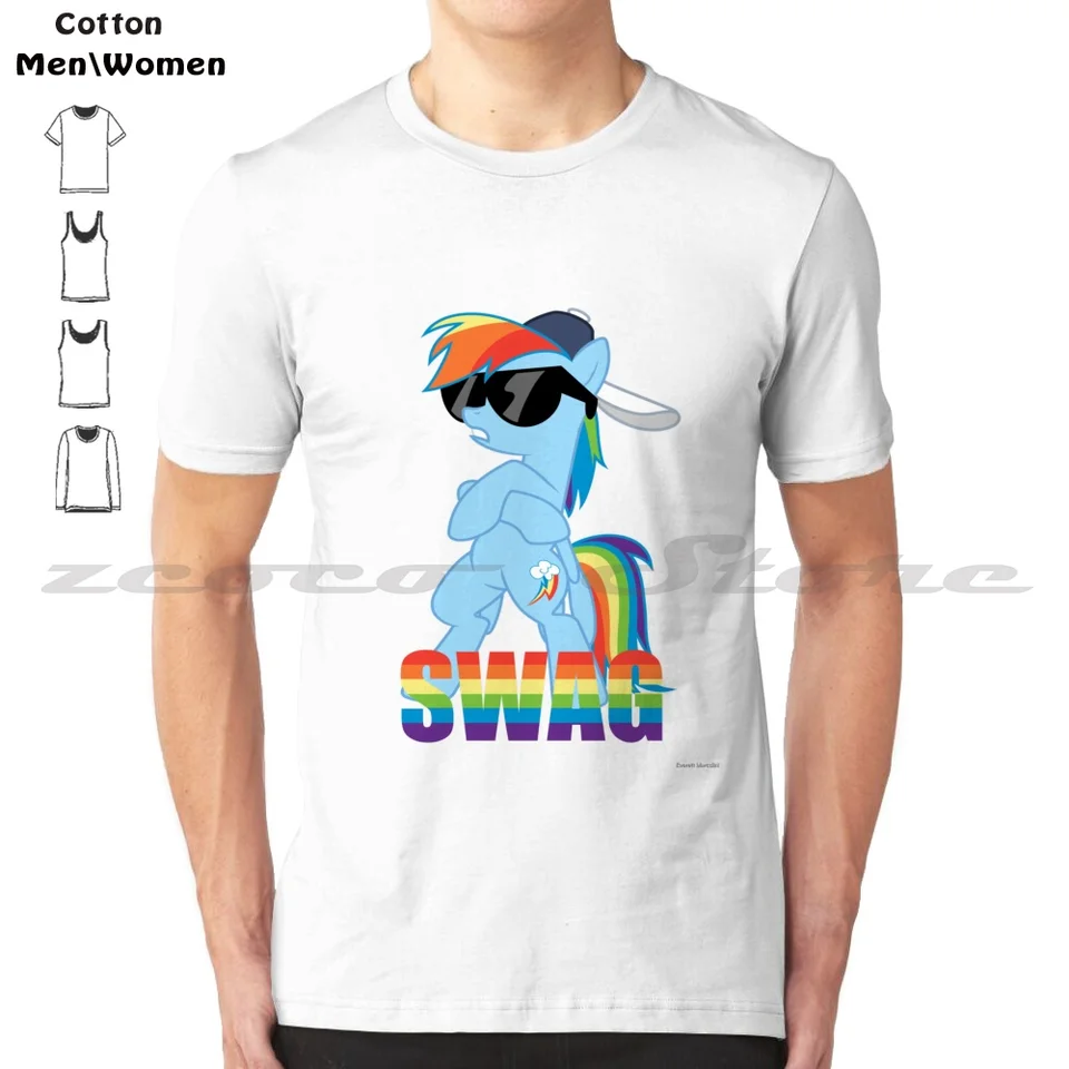 Rainbow Dash má všetky tričko s lupom 100% bavlna Pohodlná vysokokvalitná dúhová pomlčka My Little MLP Brony Swag