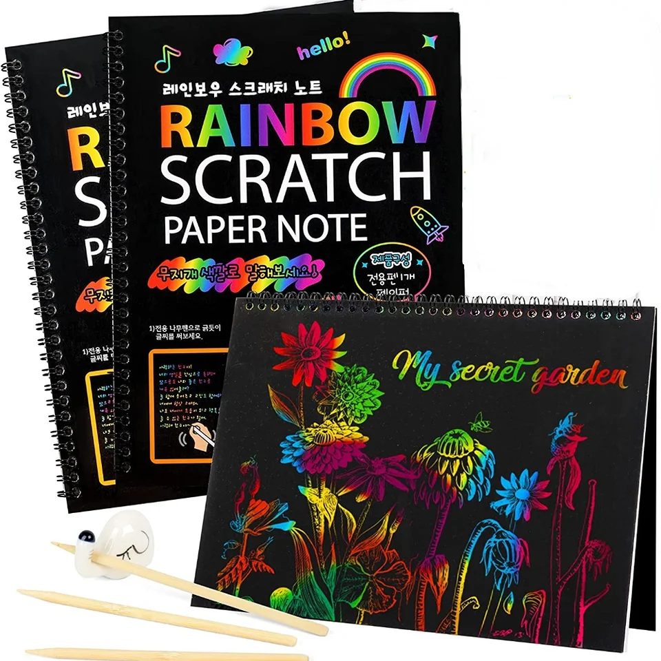Rainbow Magic Scratch Off Paper For Kids Arts Scraping maľba hračky DIY Graffiti Book Kids Montessori Vzdelávacie hračky