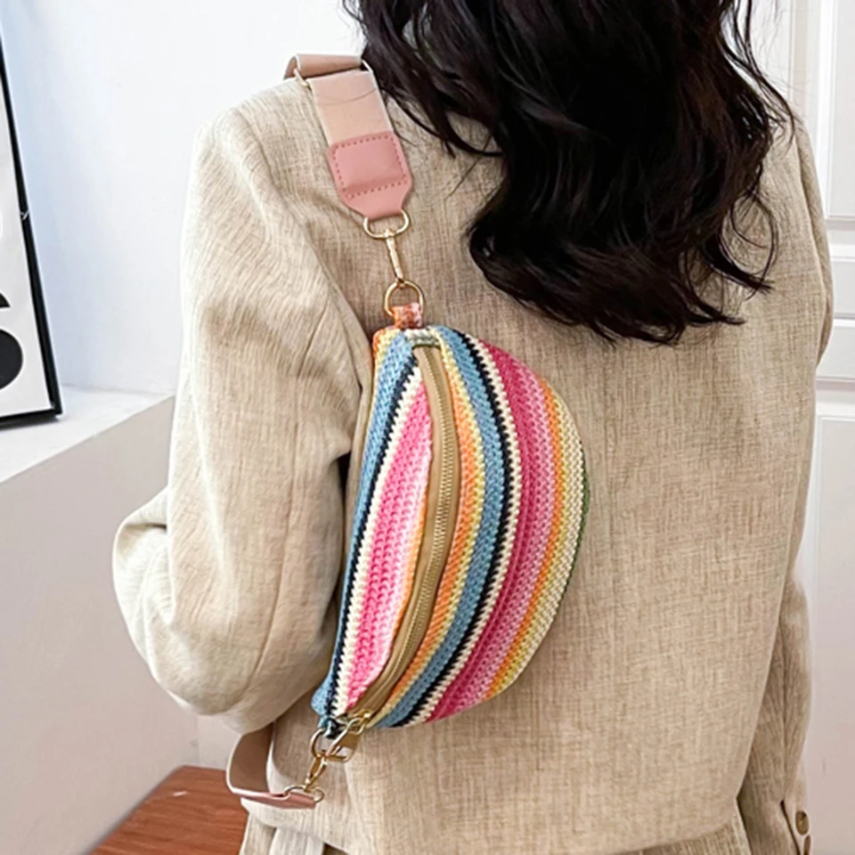 Rainbow pruhované fanny balenie Bum Bag Módna taška na balie
