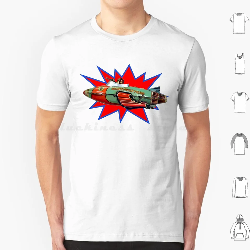 Raketová polícia tričká Men ženy deti 6xl 50s Raygun Comic Vintage Retro Movie Ray Atomic Päťdesiatych rokov Flash Gordon Buck Rogers