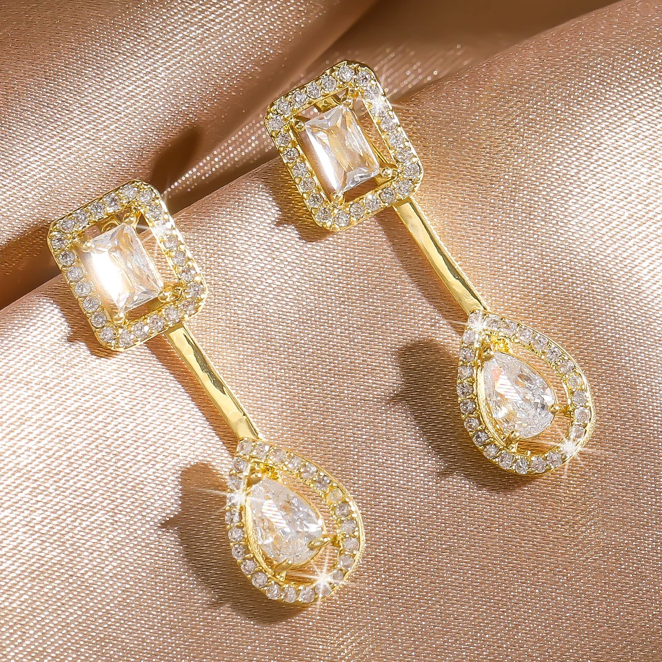 Rakol Shinny Slčko Square Cubic Zirconia Stud náušnice pre ženskú nevestu Svadobné šaty Šaty šperky doplnky