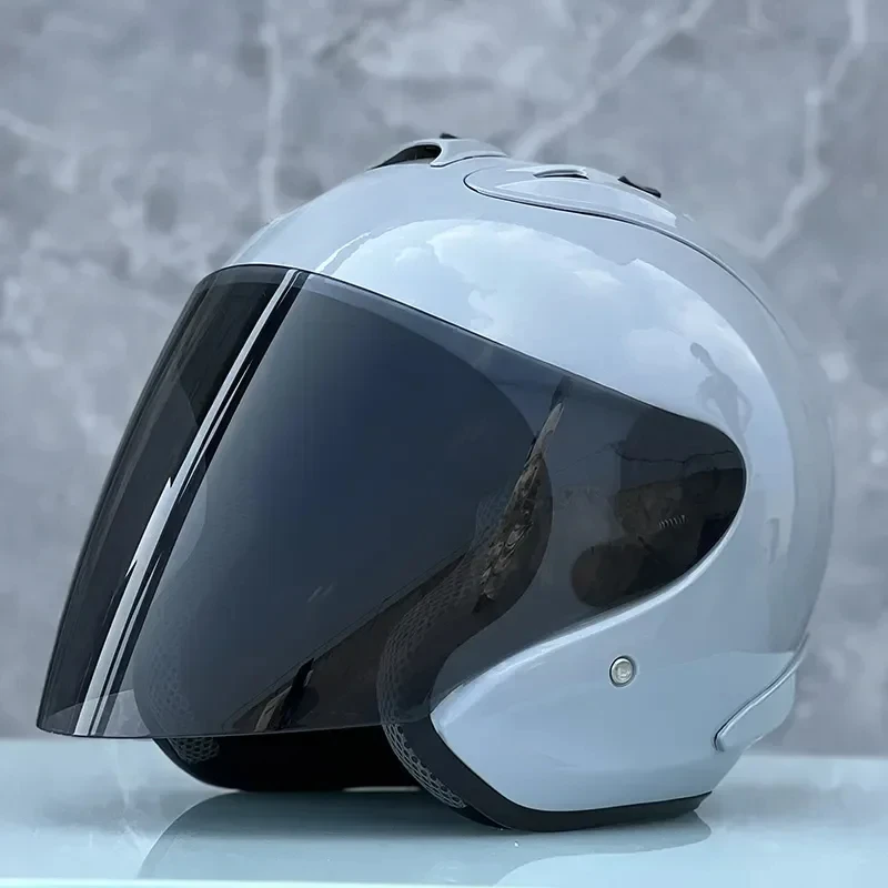 Ram4 Lesklá šedá polovica prilby Muži a ženy Motocykel Off-road Letná prilba z kopca Racing Mountain Cross Casco Capacete