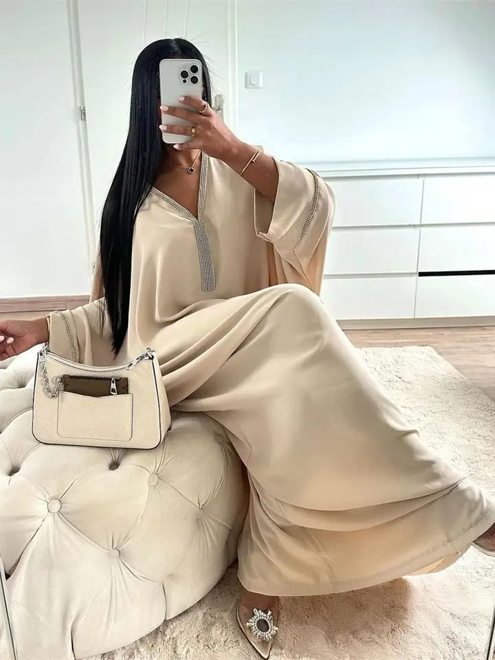 Ramadan Eid Batwing Abaya Modlitebné oblečenie Ženy Kaftan Turecko islam moslimské dlhé šaty kebaya caftan marokain rúž femme Musulmane