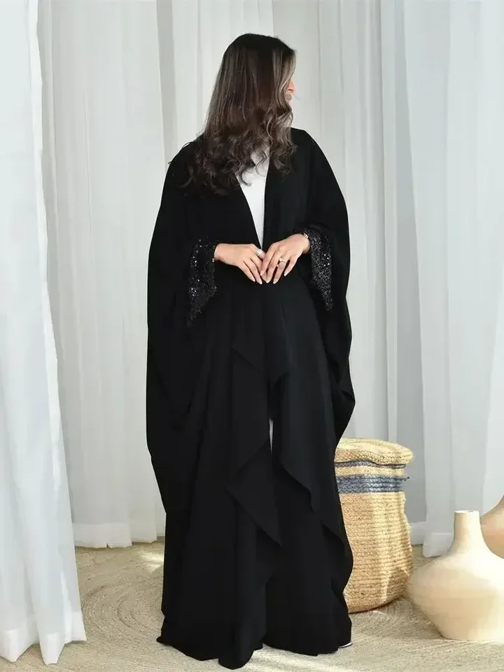 Ramadan Eid Black Kimono Abaya Dubai Luxusný arabský moslimský islam kaftan šaty Abayas pre ženy