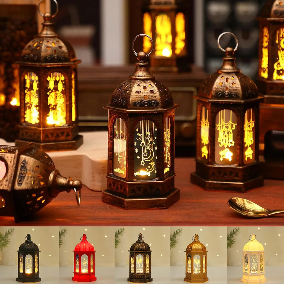 Ramadan Star Moon Lantern prenosná LED sviečka LED s batériou Eid Mubarak zavesenie dekorácie v interiéroch domácich večierkov