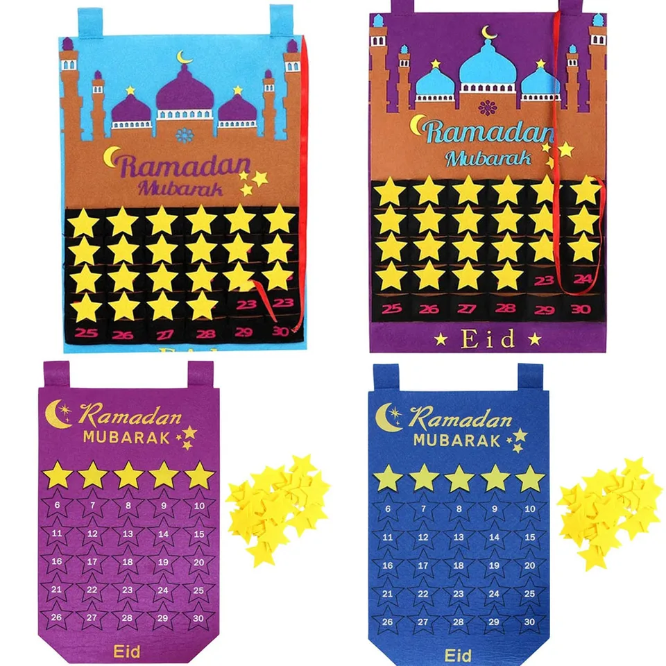 Ramadán Cítil kalendár visiaci 2024 Eid 30 dní odpočítavanie Mubarak kareem advent kalendár vrecko Moslimský islamský dom