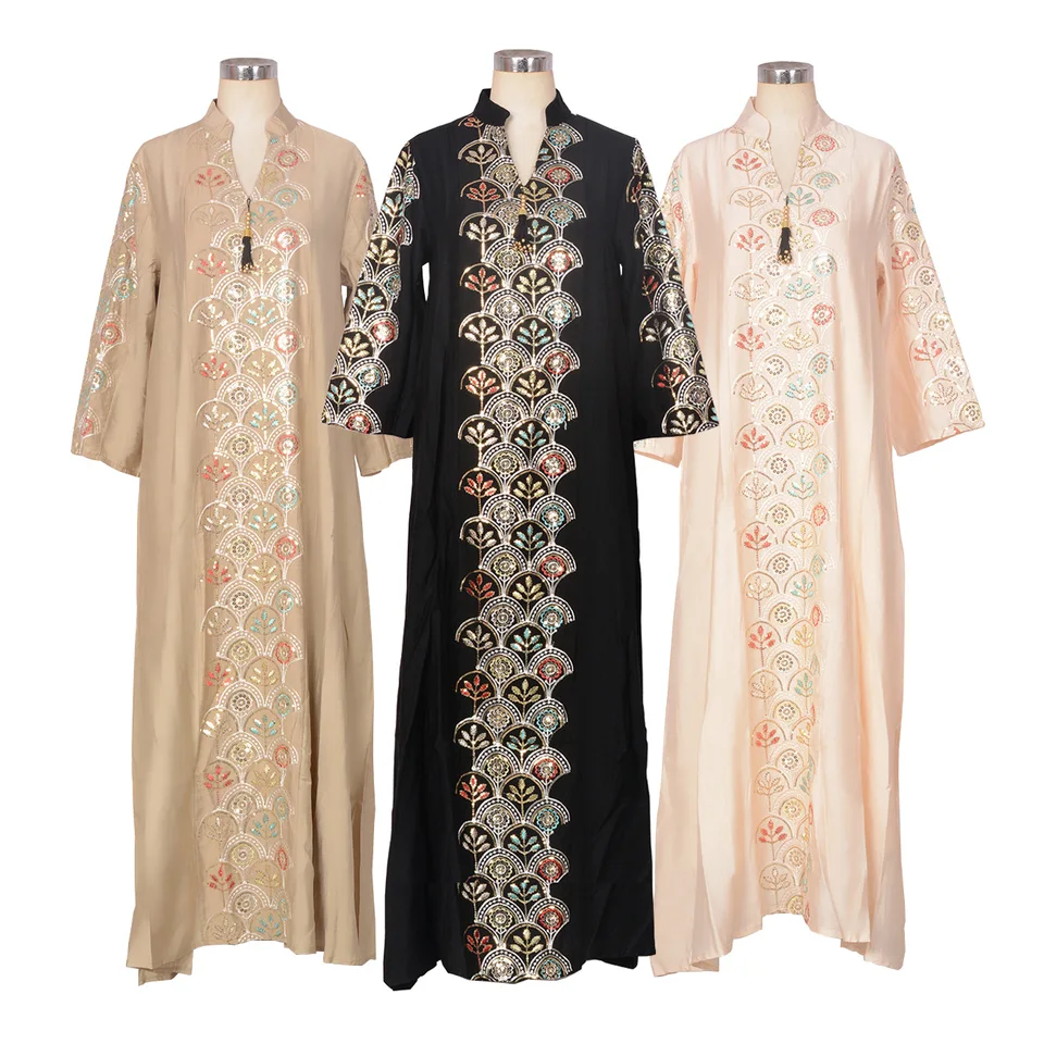Ramadán Eid Kaftan Abaya Dress for Women, Party Traditional Arabic Gown, vyšívané jalabiya, islamské oblečenie, africký kaftan