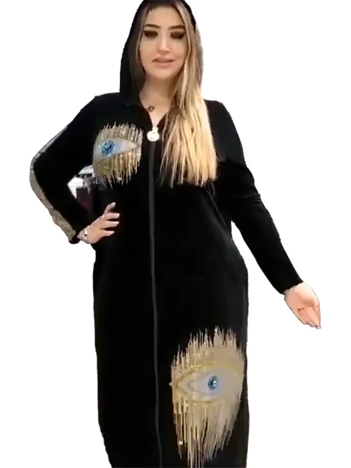 Ramadán Maroko moslimské kapucňa abaya párty šaty Ženy Turecko dubaj kaftans Diamond večerné šaty