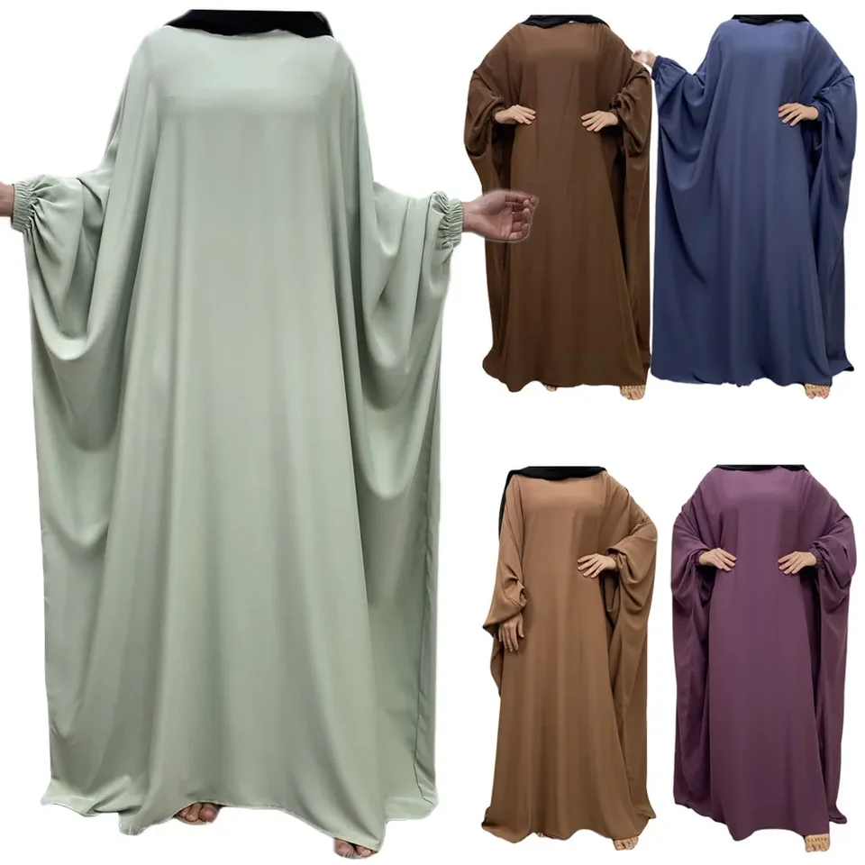 Ramadán s jedným kusom modlitba moslim abaya šaty Dubai Nida Batwing Ruckve Abayas for Women kaftan hidžáb rúž islam oblečenie islam