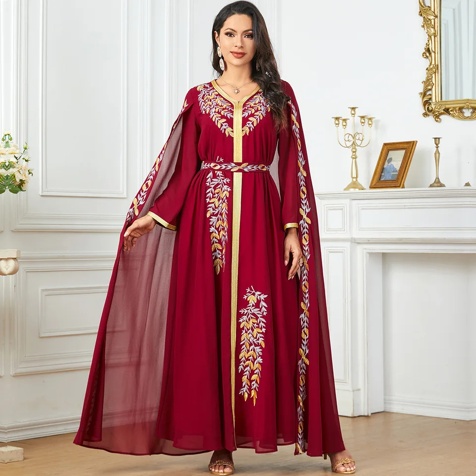 Ramadánska výšivka jalabiya eid djellaba luxus abayas dubaj ženy moslimský plášť CLOAK Maxi šaty večerné večierky šaty kaftan islam