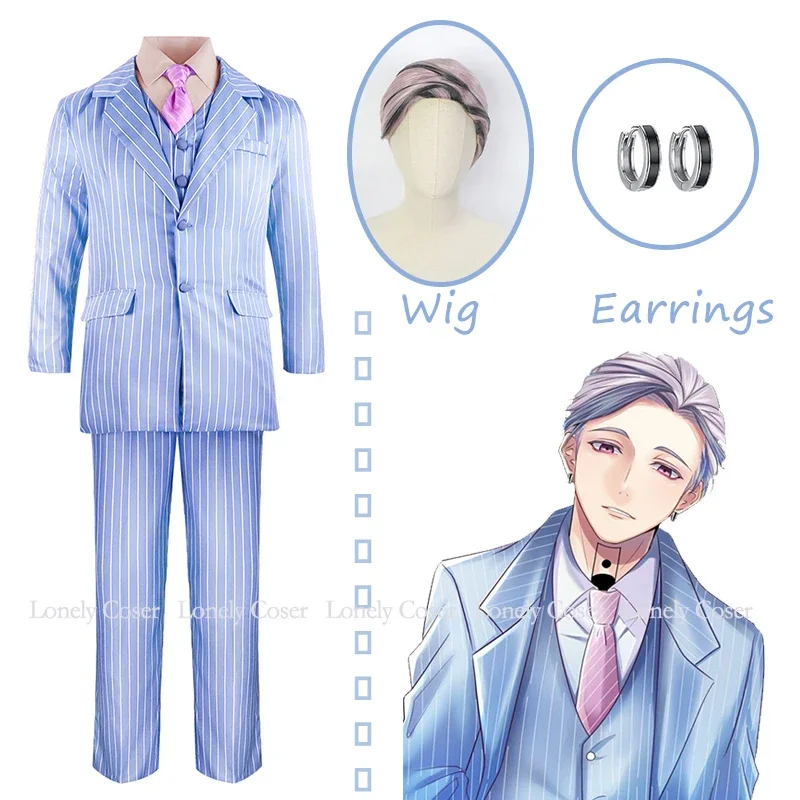 Ran Haitani Cosplay kostým anime Tokio Revengers Blue Uniforma Parochňu Kiežanie kravaty Vest Pants Coat Suit Bonts Halloween Men Ženy PA90