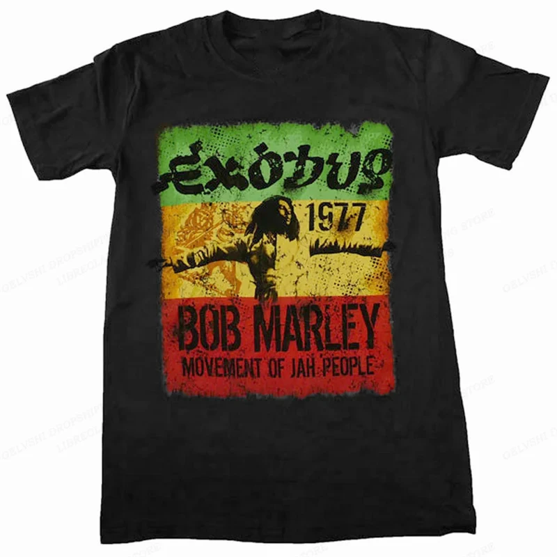 Rap spevák Bob Marley Tričko Pánske bavlnené tričko Street Hip Hop Punk Top Dámske vinobranie Tričko Solidové letné oblečenie