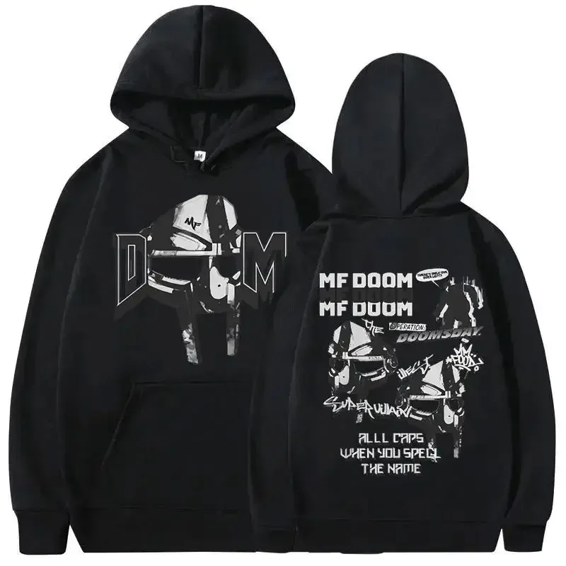 Rapper MF Doom Doomsday obojstranná tlačová mikina Streetwear Men Ženy Hip hop nadmerne nadmerne mikina mikiny.