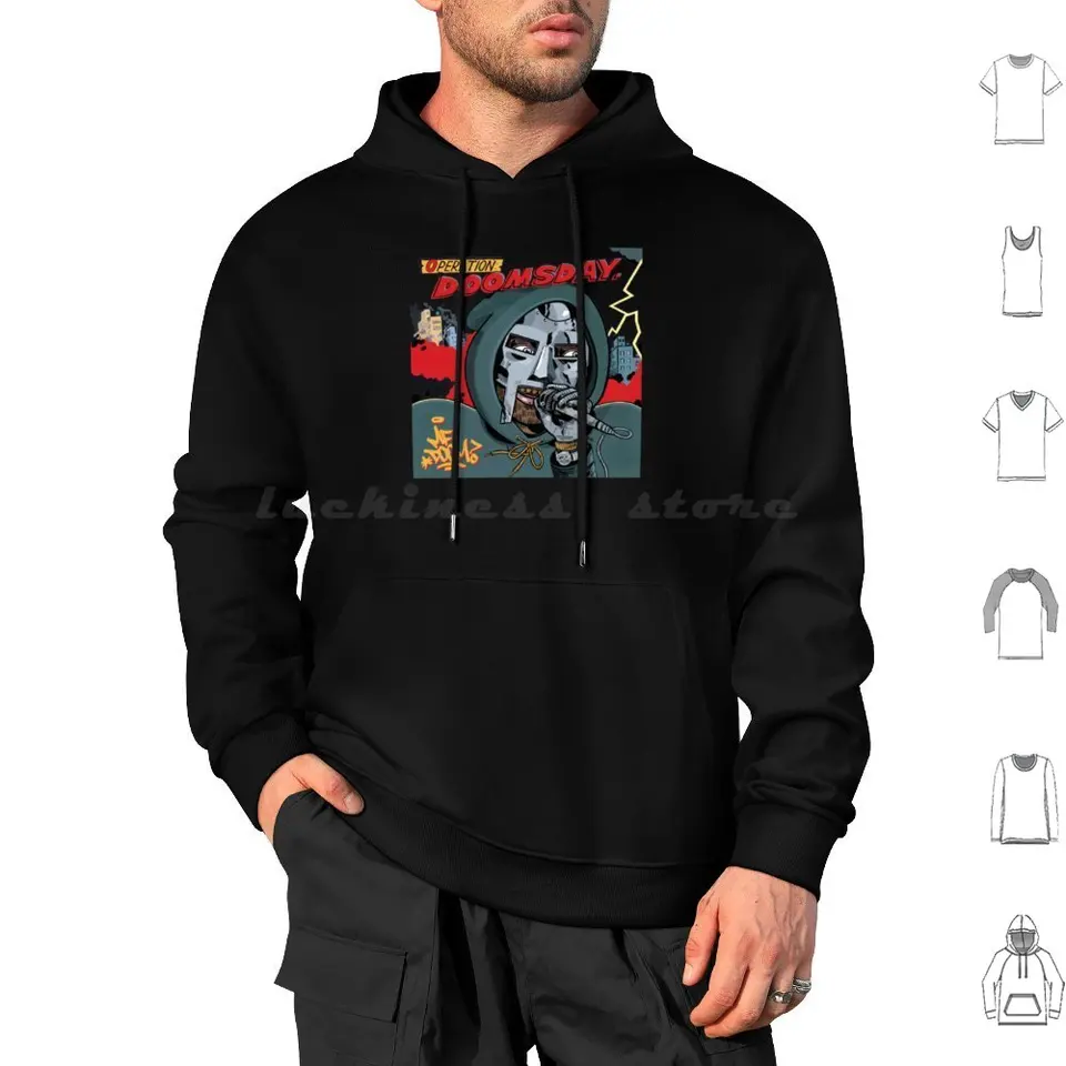 Rapper mf hip hopová kapucňa bavlna s dlhým rukávom Doom