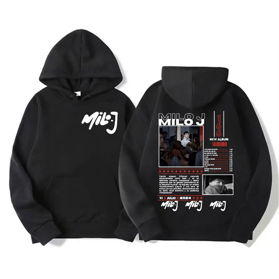 Rapper Milo J 511 Hudobné album Tour Hoodie Harajuku s dlhým rukávom estetická mikina Muži Men ženy Príležitostné fleece jeseň/zimná kapucňa