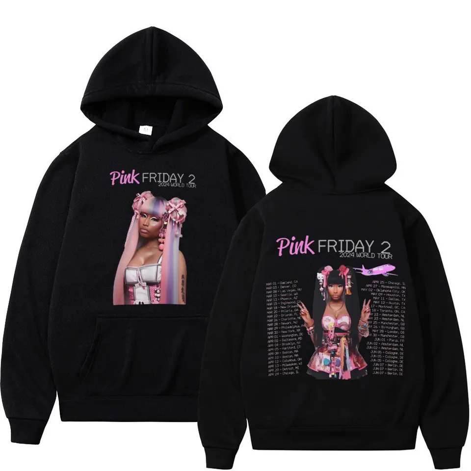 Rapper Nicki Minaj Print Hoodie Music Album Pink Friday 2 2024 World Tour Graphic mikina Men Men módne hip hop pulóves