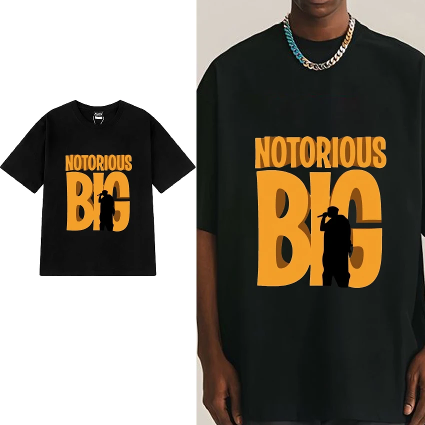 Rapper notoricky veľký 90. roky hip hop grafické tričká Men Ženy Vintage hip hop streetwear unisex 100% bavlnené tričko s krátkym rukávom