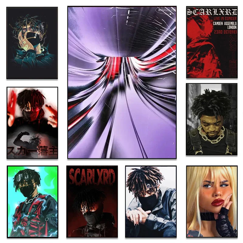 Rapper s-scarlxrd hudobná speváčka hviezdny album kryt spálňa plagáty výtlačky plátno maľba nástenné umenie Obývacia izba Domáca výzdoba