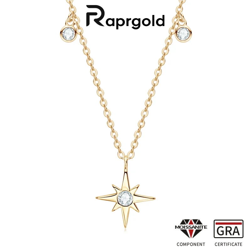 RapRgold Gra certifikovaný úplný Moissanit Star Prívesok pre ženy pre ženy 925