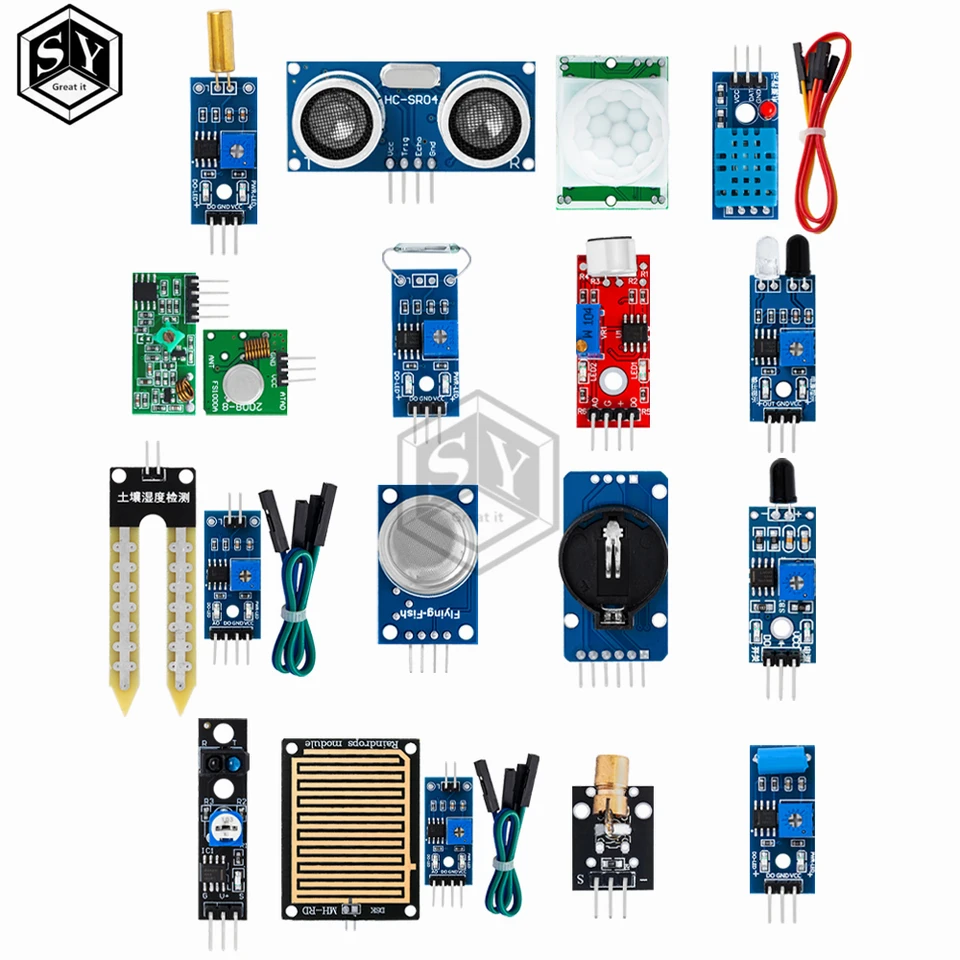 Raspberry Pi 2 3 Senzorový balíček modulu HC-SR04 501 DHT11 DS3231 KY-008 SONDOR SONDOR SENZOR pre ARDUINO