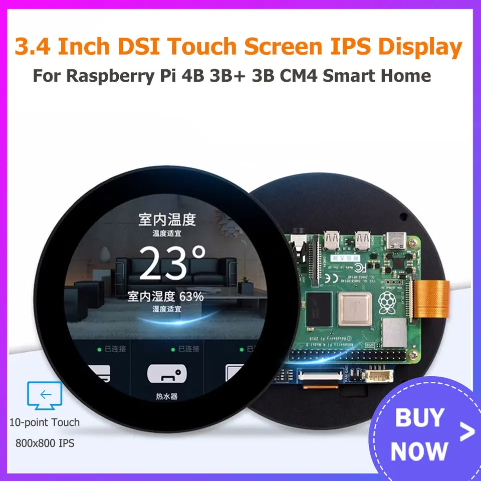 Raspberry Pi 3,4 palca okrúhly kapacitný dotyk LCD displej pre Raspberry Pi 4B 3B+ 3B CM4 Smart Home
