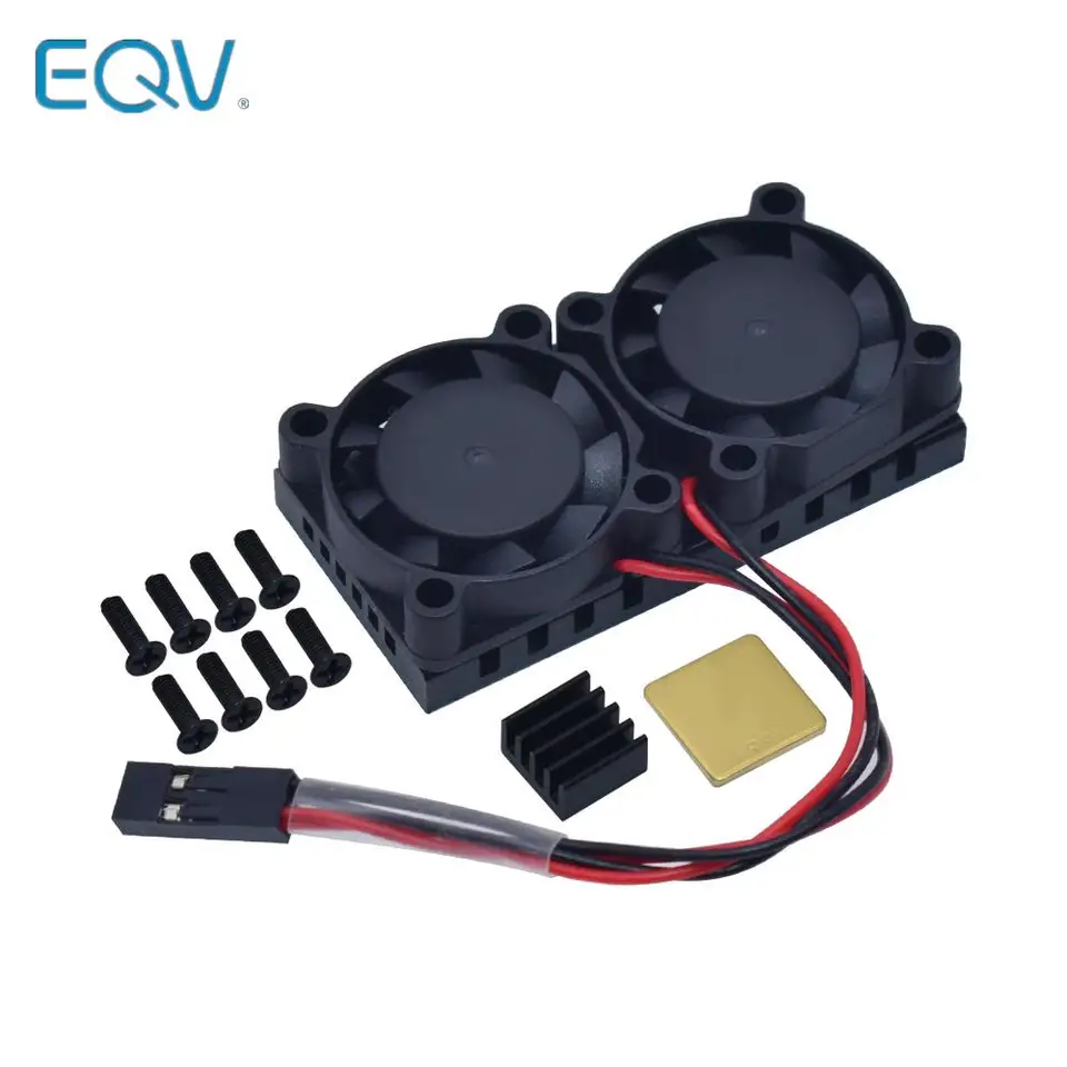 Raspberry Pi 4 Model B, 3B+ Duálny ventilátor so súpravou Pi 4B Heatsink, súprava chladiaceho ventilátora s páskou pre Raspberry Pi 4B / 3 B+