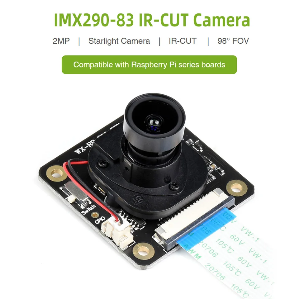 Raspberry Pi IMX290-83 IR-Cut Camera Camera Industrial Starlight Camera Sensor Fixed-Focus 2MP pre Raspberry Pi 4B 3B+ 3B Zero CM4 CM3