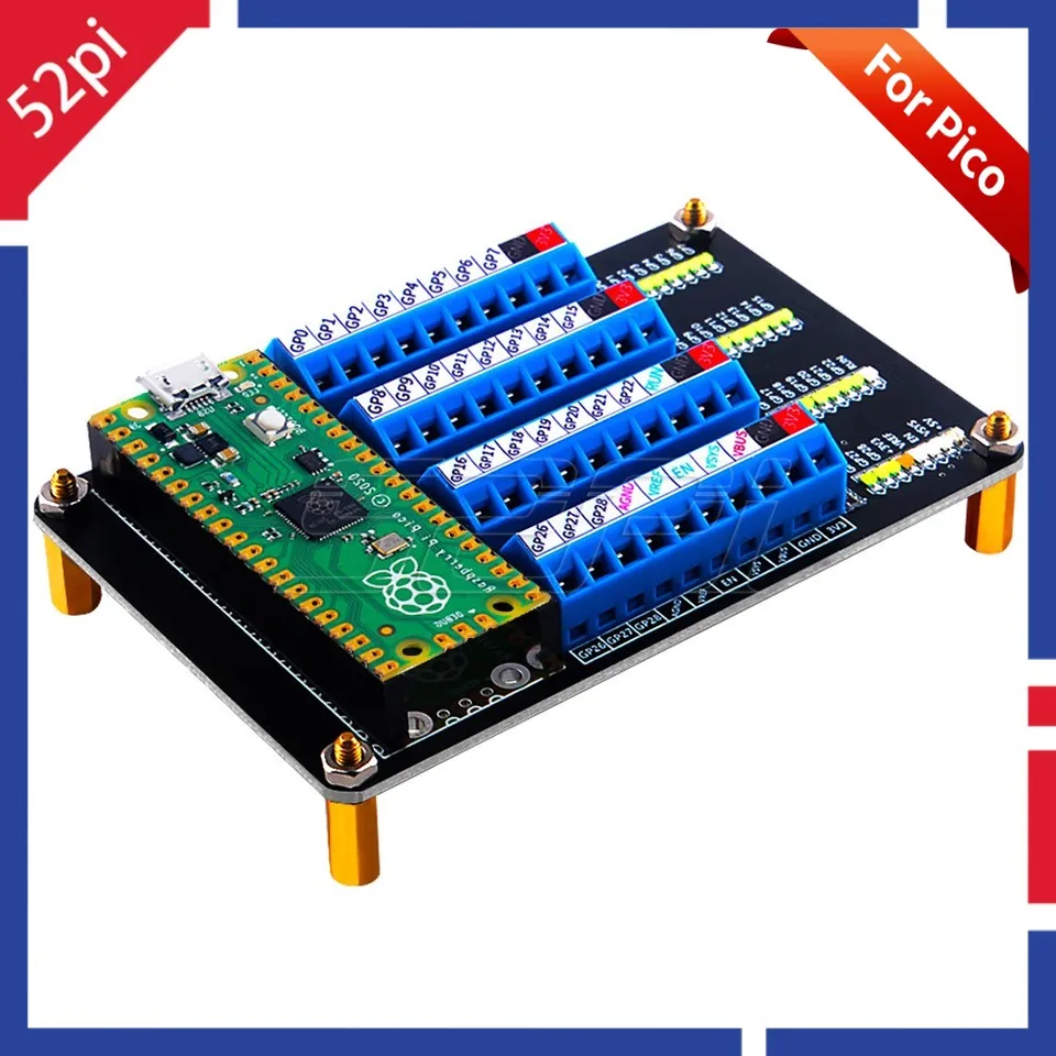 Raspberry Pi Pico/Pico W Expansion Board 5V M2.5 40pin Terminál skrutky GPIO s LED dátovými protokolmi 12C UART Analog Digital Digital