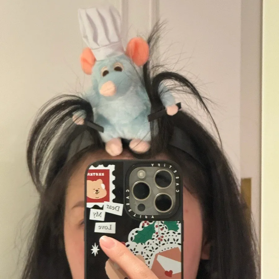Ratatouille Mouse Head Hairband Capybara Funny plyšový vlasový obruč Halloween dekor cabara dámske vlasové make -up make -up čele