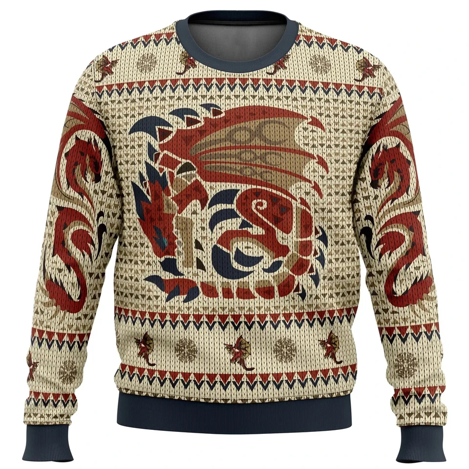 Rathalos Monster Hunter Škaredý vianočný sveter darček Santa Claus Pullover Men 3D mikina a top jesenné a zimné oblečenie