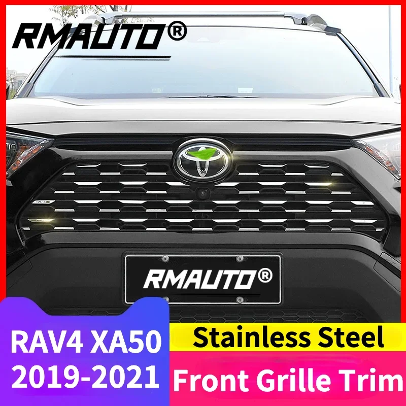 RAV4 57ks Car predná mriežka ozdobná krycia nálepky z nehrdzavejúcej ocele pre Toyota RAV4 xA50 2019-2021