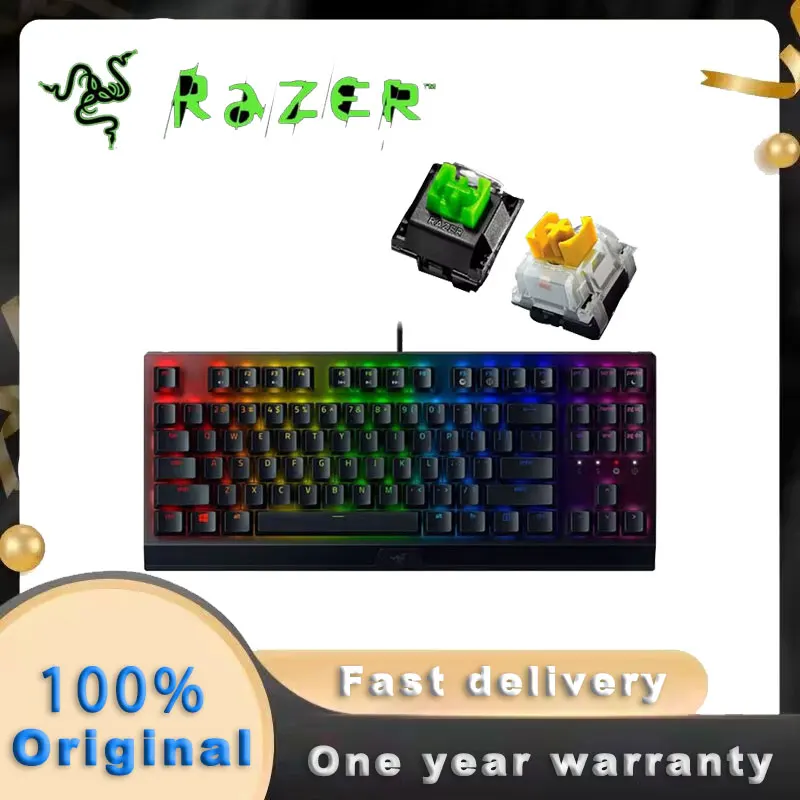 Razer Blackwidow v3 Tenkeyless TKL Mechanical Gaming Keyboard Žltá/zelená mechanické spínače lineárne a tiché