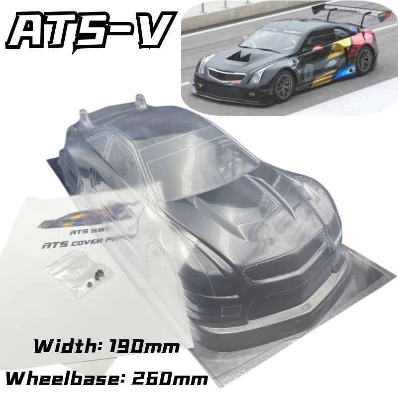 RC 1/10 ATS V PVC Body Shell 190 mm šírka 260 mm rázvor s chvostom bez farby 1/10 RC Turing Drift GT na cestách