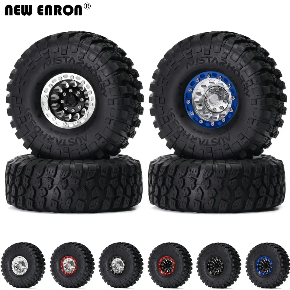 RC 1,9 palca gumové rockové terény Tire Kovové kolesá kolesá pre 1/10 RC Crawler Car Trx4 Axial SCX10 MST Jimny Tamiya D110