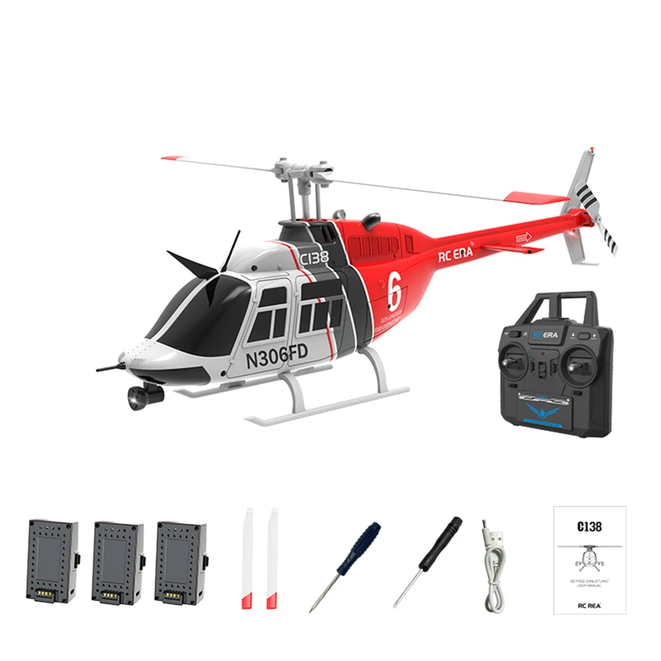 RC ERA C138 BELL 206 2,4G 6CH 6-osový gyro 1:33 Mierca výška držať helikoptéru RC Flybarless s optickým tokom lokalizáciou toku