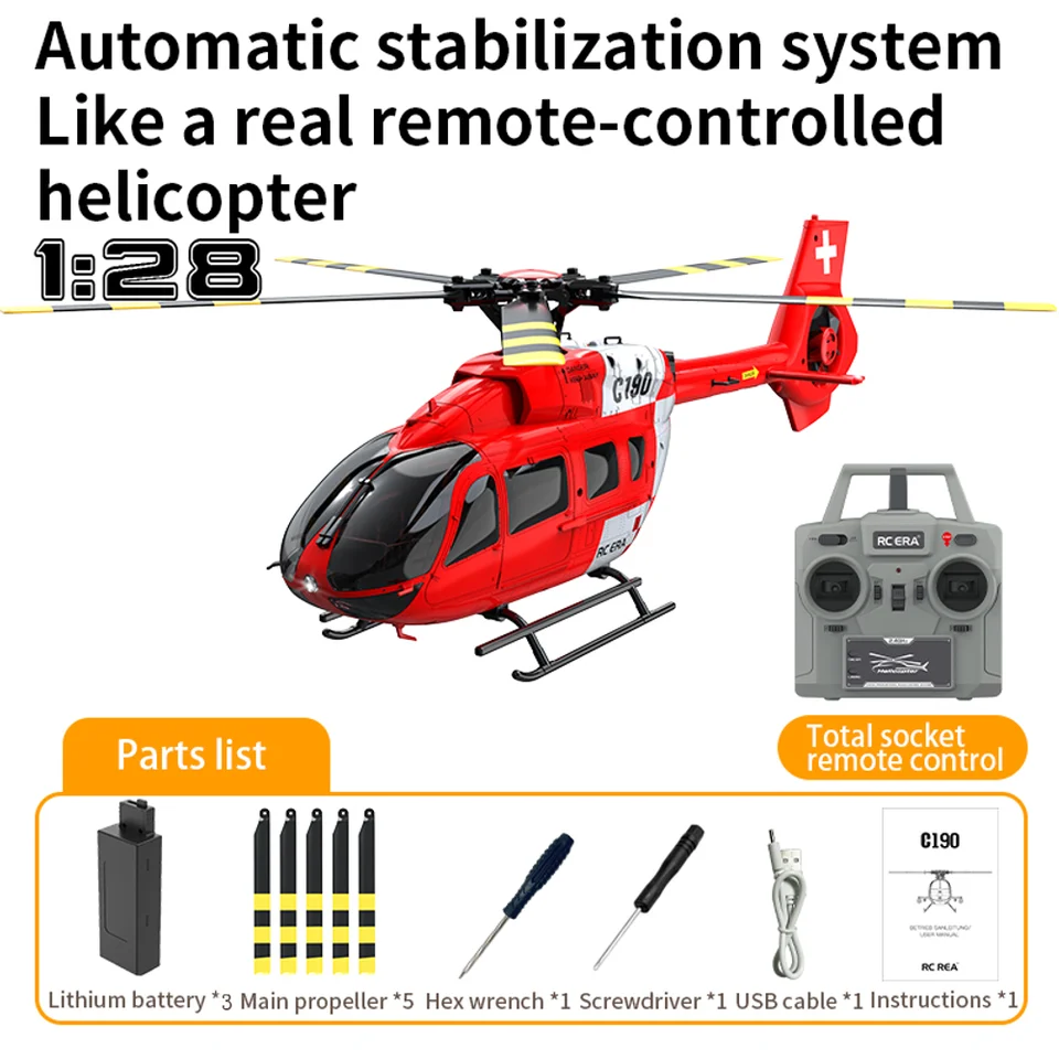 RC ERA C190 1:30 H145 Stupnica 2,4G 6Ch 6-os gyro Optický tok Lokalizácia Lokalizácia nadmorská výška Hold Flybarless RC RC RTF RTF