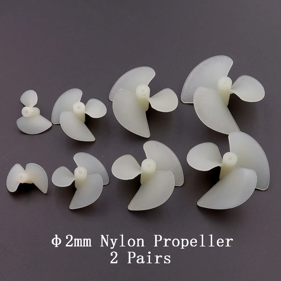 RC Loď 2 páry DIY 2 mm vrtule D22mm/D26MM/28 mm/36 mm/42 mm CW/CCW Elektrický nylonový prop/skrutka pre modely RC člnov 2 mm hriadeľ 2 mm hriadeľ