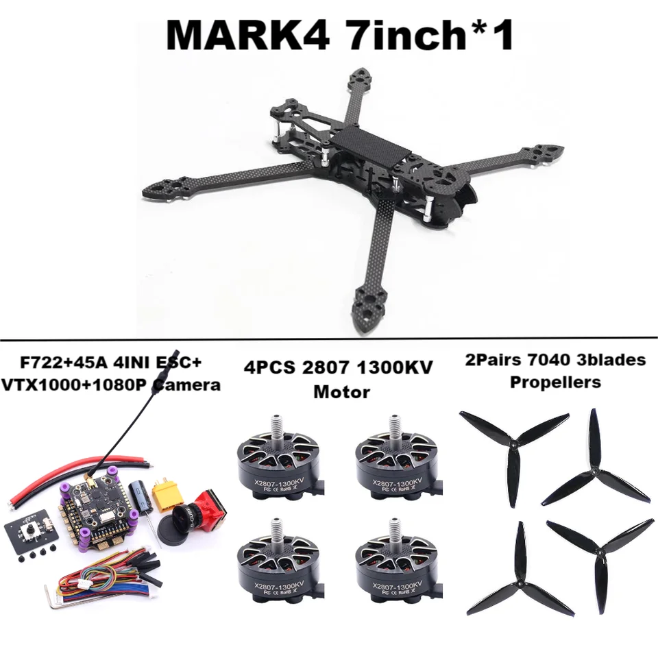 RCTOSKY Mark4 7inch F722 Flight Control 45/60A 4ini ESC DRON DRON FPV Carbon Fiber PV Racing Drone Quadcopter Freestyle Freestyle