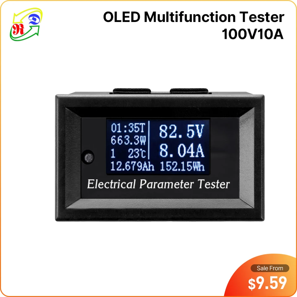 RD 100V/33V10A 7in1 OLED Multifunkčný tester napätie Časová teplota kapacita Voltmeter Ammeter Elektrický meter biely