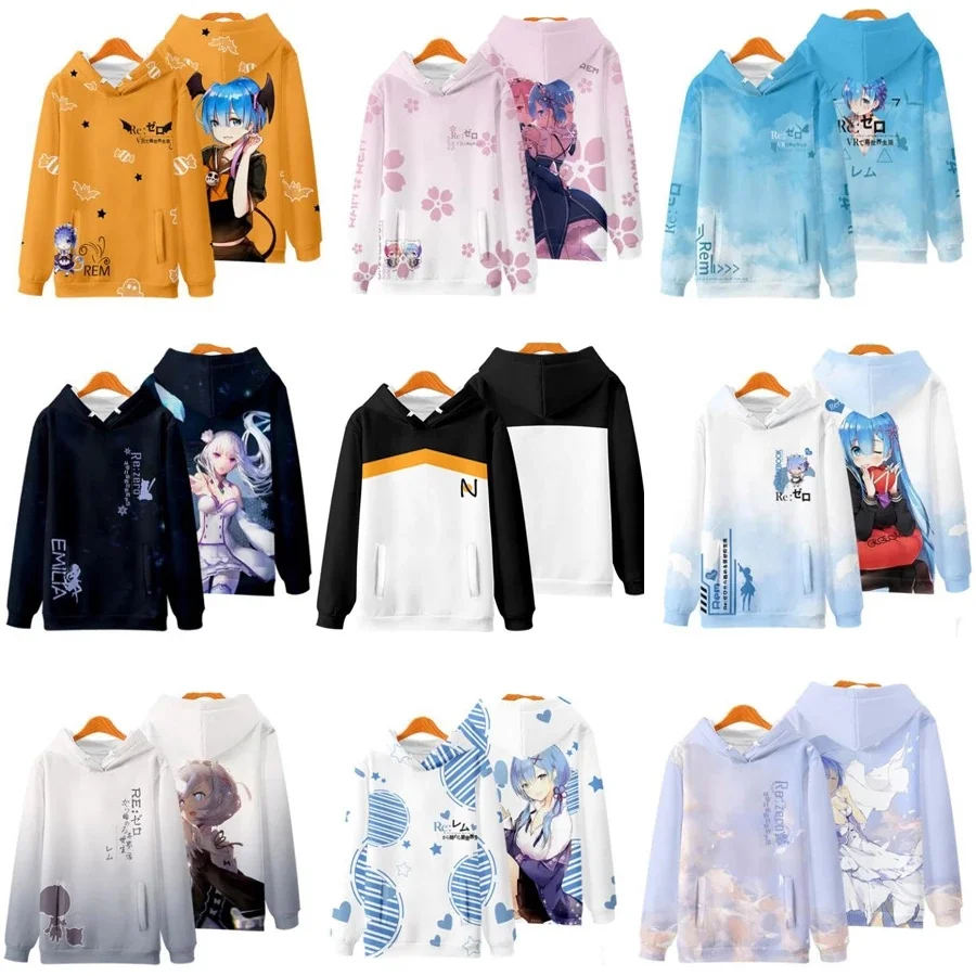 Re: Zero Natsuki Subaru Cosplay mikiny Ženy Muži Harajuku Anime Mikina nadmerne nadmerná pulóverová bunda s kapucňou Casy Sportswear