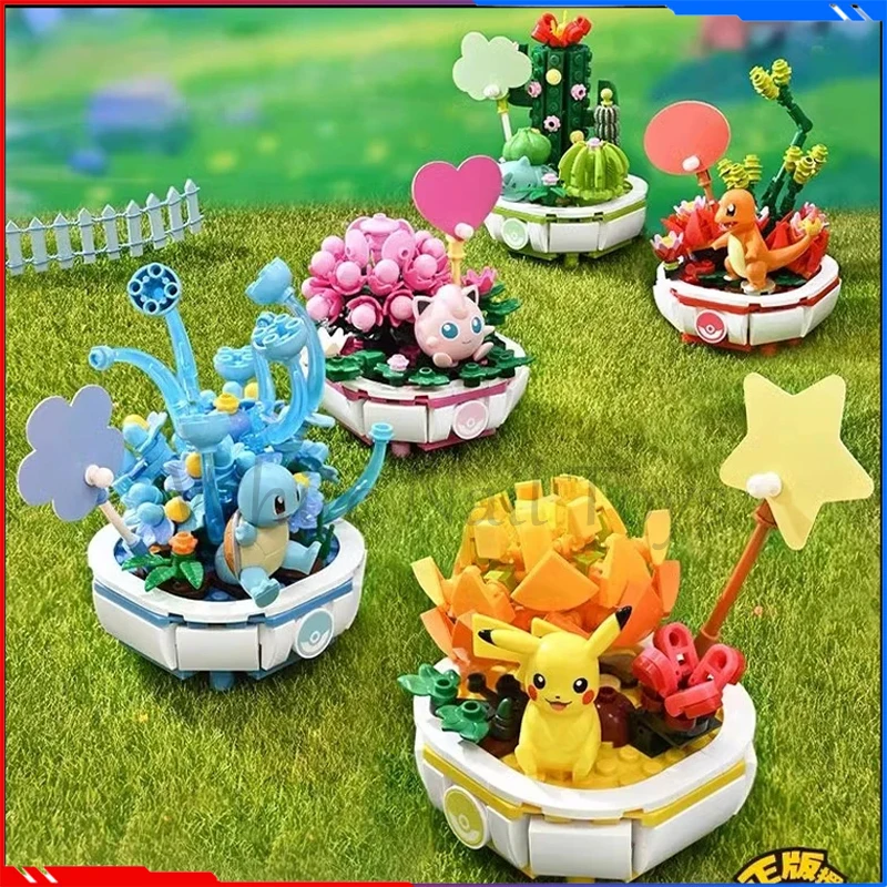 REACHPLEY Pokemon Sukulentné črepné série Plant Series Model Puzzle Model hračky Pikachu jigglypuff Squirtle Anime figure chlid darček