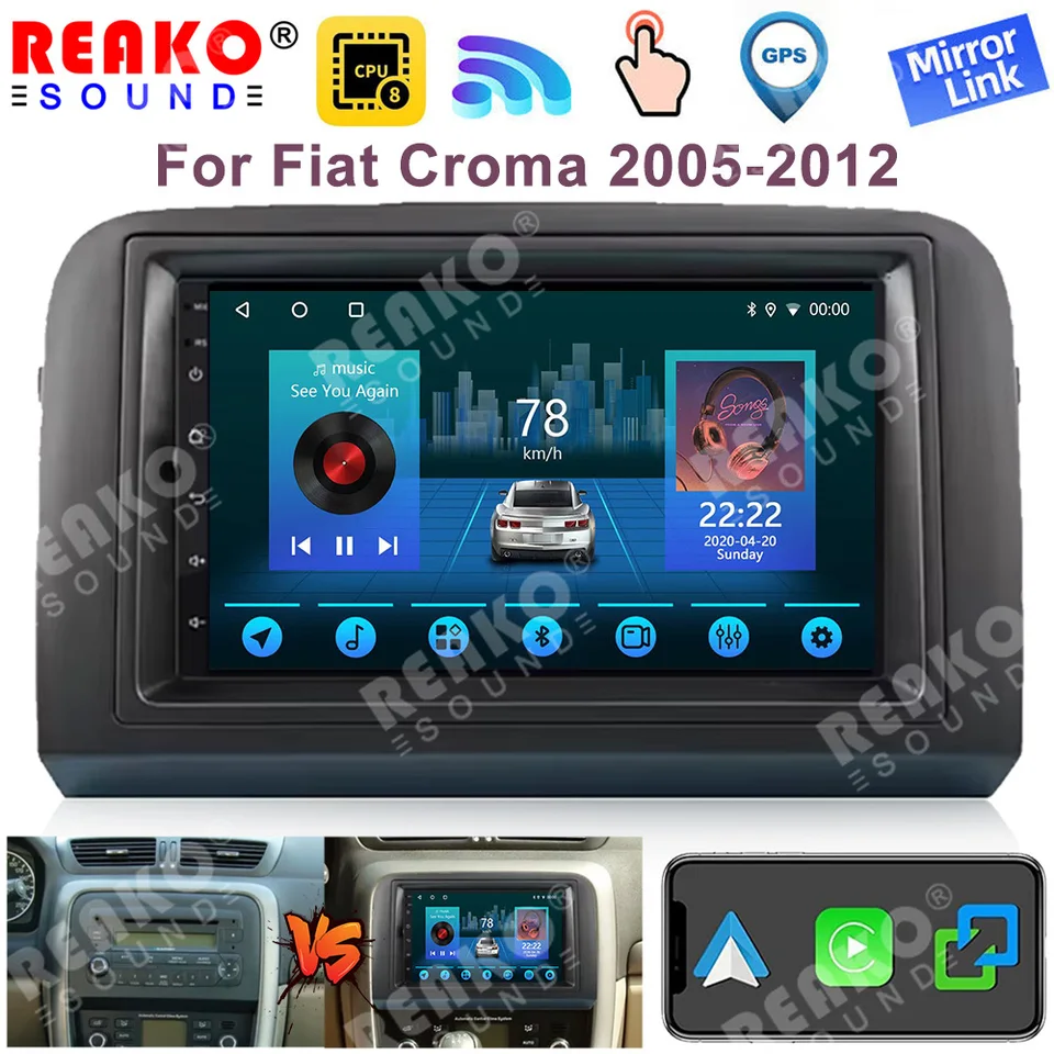 Reakosound for Fiat Croma 2005 -2012 Bezdrôtový CarPlay Android Auto Car Multimedia Player Head Unit GPS navigácia 360 ° panoramatika