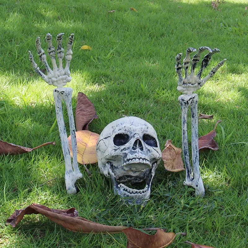 Realistické kostrové stávky Halloween realistické lebky kostra hlava ľudské ruky ruky pre Halloween Party Domov Garden Decor Decor