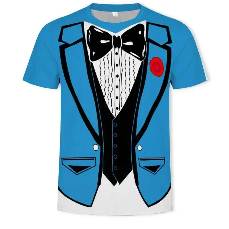 Realistické tričká Tuxedo Pattern Tričká pre mužov Módny trend krátky rukáv o krk 3D tlačené letné tričká