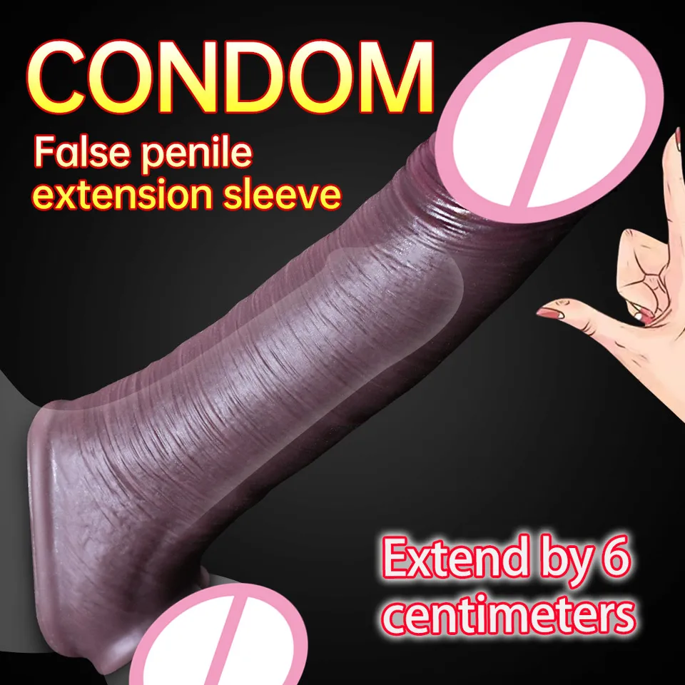 Realistický penis predlžovací rukáv Rukáv opakovane použiteľné kondómy dildo zosilňovač Dick Oneskorený ejakulačný kohút kohút sexuálne hračky pre mužov mäkký kondóm