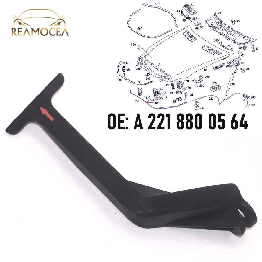 REAMOCEA 2218800564 /2218800064 Originálne kapucňa Hood Pull Catch Lock Release Opener 1pc pre Benz S Class W221 2005-2013