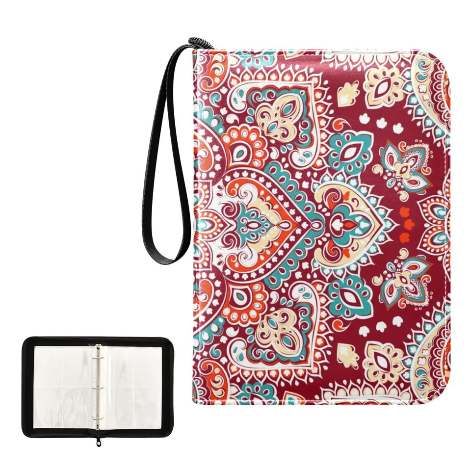 Red Mandala Card Binder 4 Binder Binder, 400 obojstranné vreckové album pre športové herné karty, jedinečný úložný priestor na zbierku kariet