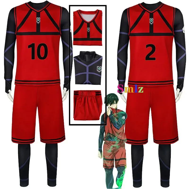 Red Reo Mikage Cosplay Anime Blue Lock Cosplay kostým Nagi Seishiro Red Football Jersey Uniforme Dresy Dresy Top nohavice XR84